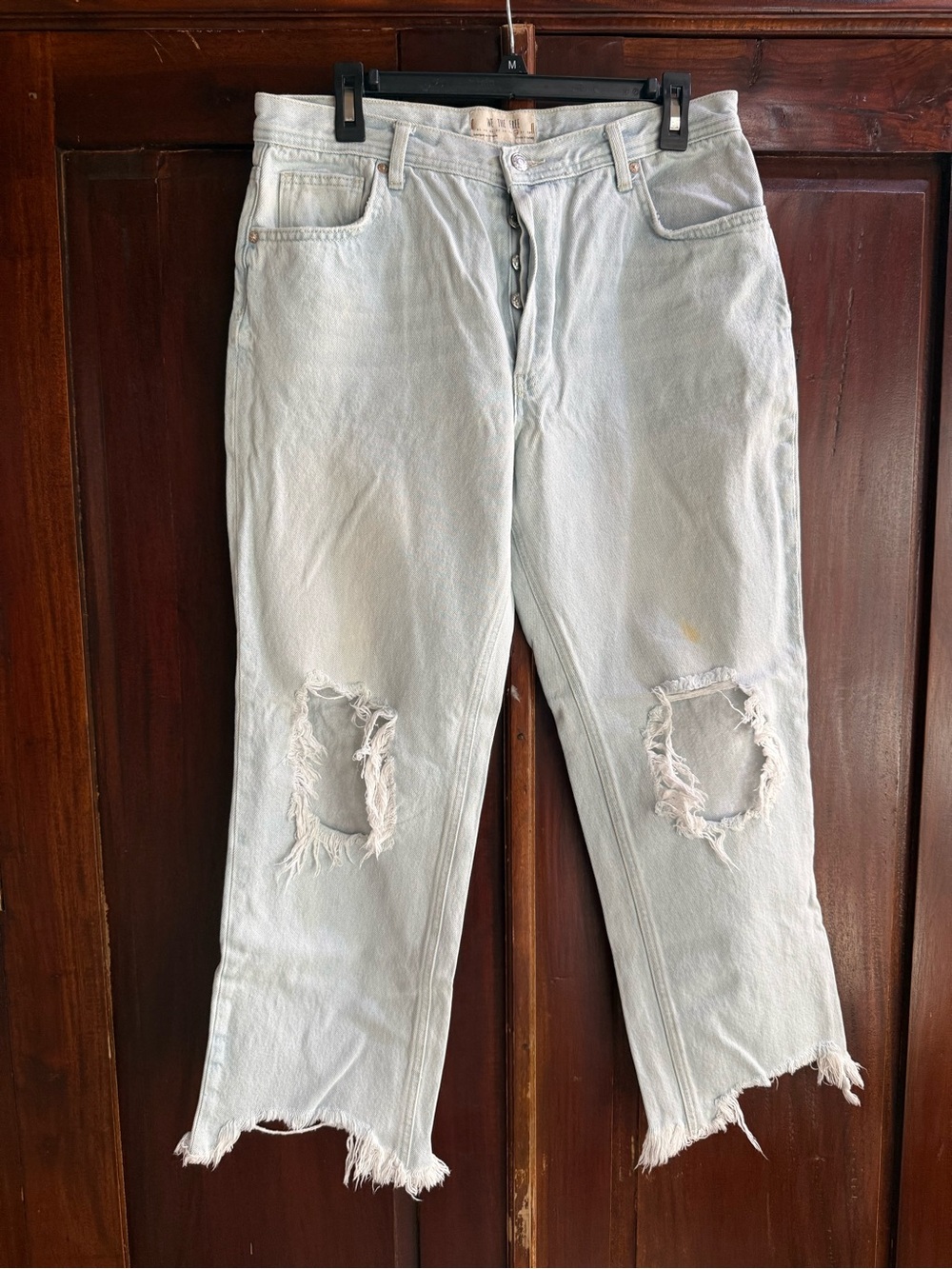 We The Free Light Blue Denim Jeans with Button Detail
